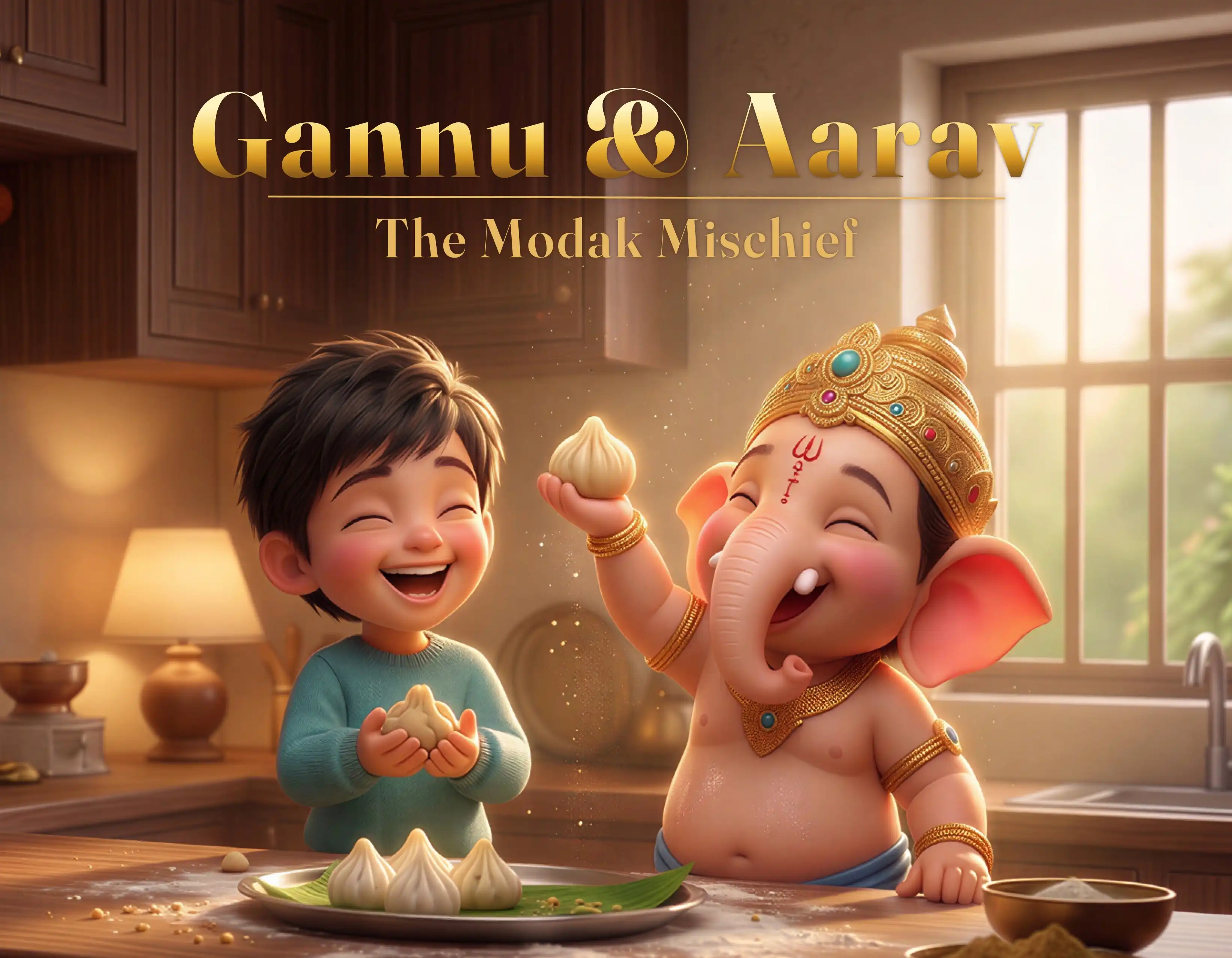 Hardcover personalized book Gannu & Rohan, The Modak Magic